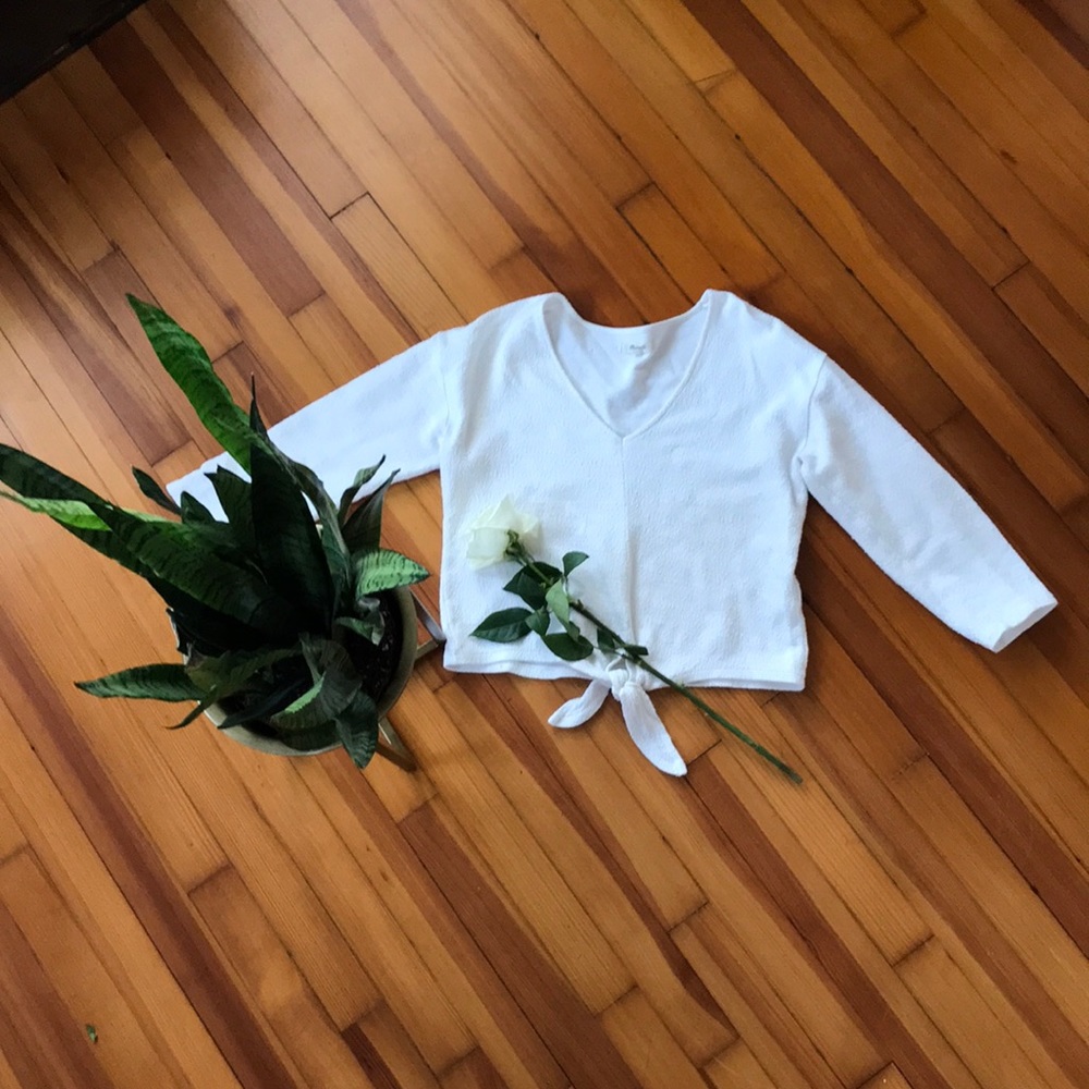Madewell Front Tie 3/4 Sleeve Top